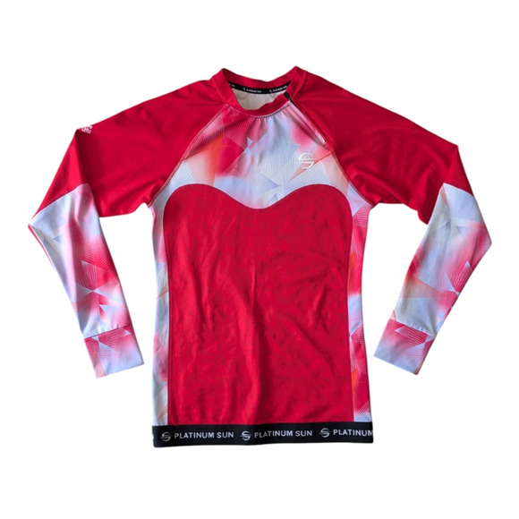 Platinum Sun Long Sleeve Rash Guard for Women Size Large UPF 50+ Active Red Blue - Picture 2 of 12